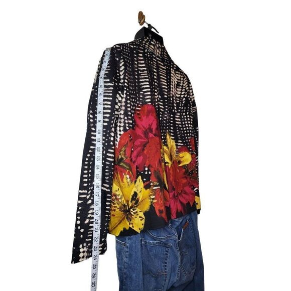 Chicos‎ Floral Button Up Sz 2 Blazer Women Multicolor Long Sleeve - Picture 5 of 7